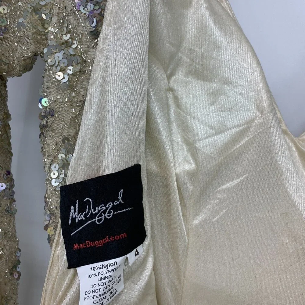Mac Duggal Dress 5021 Geometric Embellished Evening Gown Long Sleeve - Picture 14 of 16